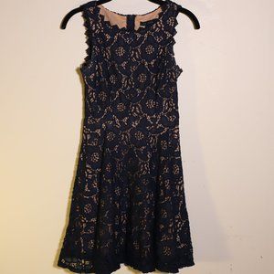 City Studios Lace Fit and Flare Navy Blue Dress